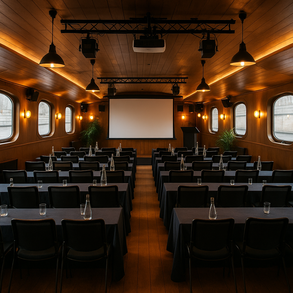 Salle de conférence sur une péniche