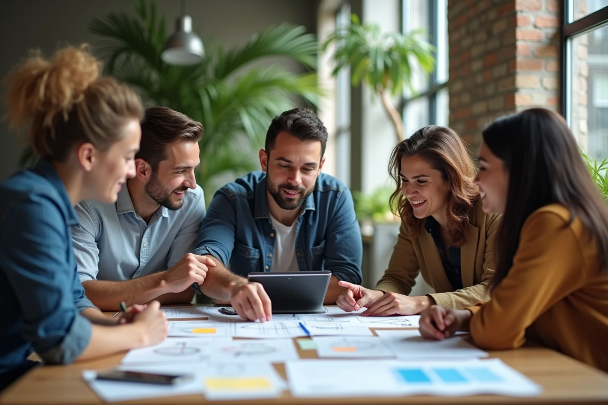 Groupe de jeunes en réunion d