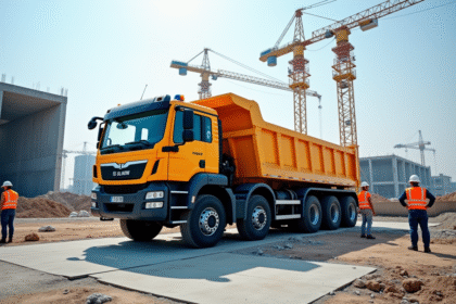 Camion de construction 33 tonnes sur un chantier moderne
