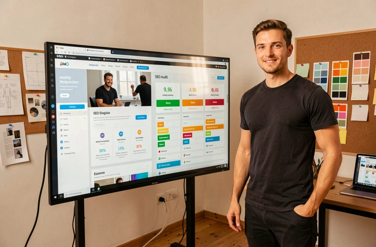 Designer et consultant SEO de Creativist Studio en Essonne présentant un site web responsive accompagné d'un audit de référencement