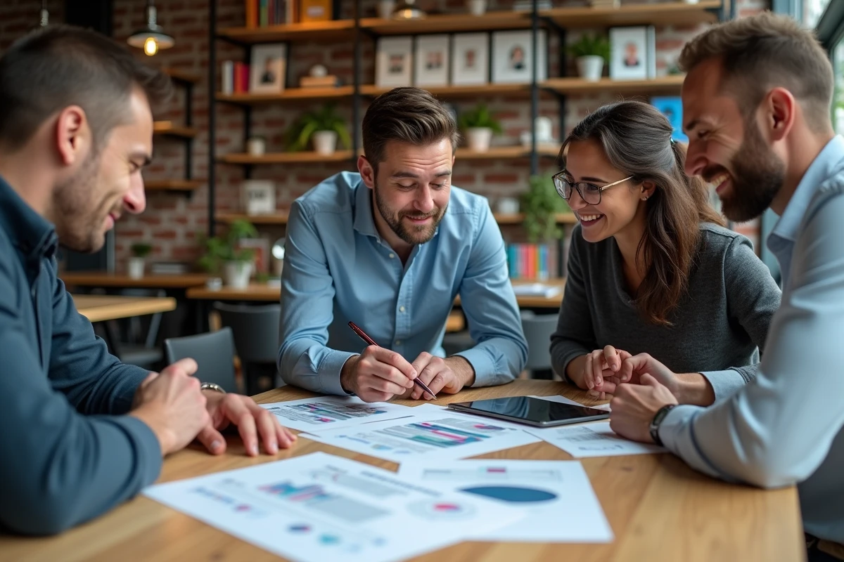 Groupe de professionnels discutant autour d une table de marketing