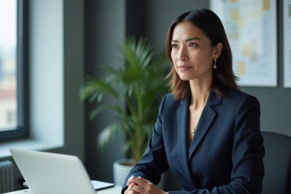 Femme d affaires en costume dans un bureau moderne