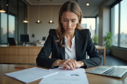 Femme d affaires en réunion dans un bureau moderne