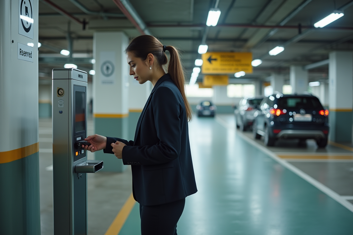 Jeune femme scannant sa carte d
