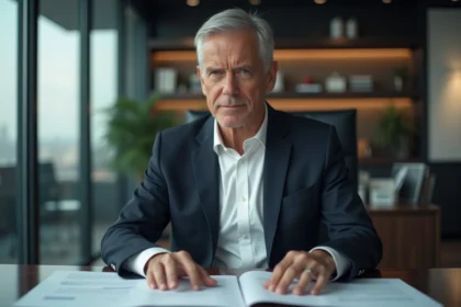Homme d'affaires en costume dans un bureau moderne