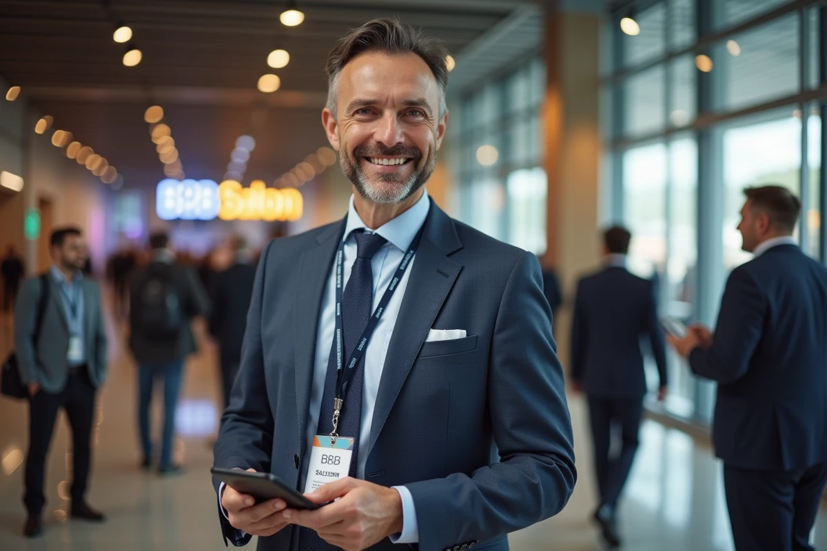 Homme en costume saluant à la réception d