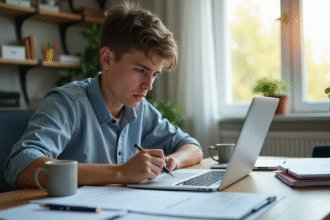 Jeune auto-entrepreneur remplissant un rapport d'accident au bureau
