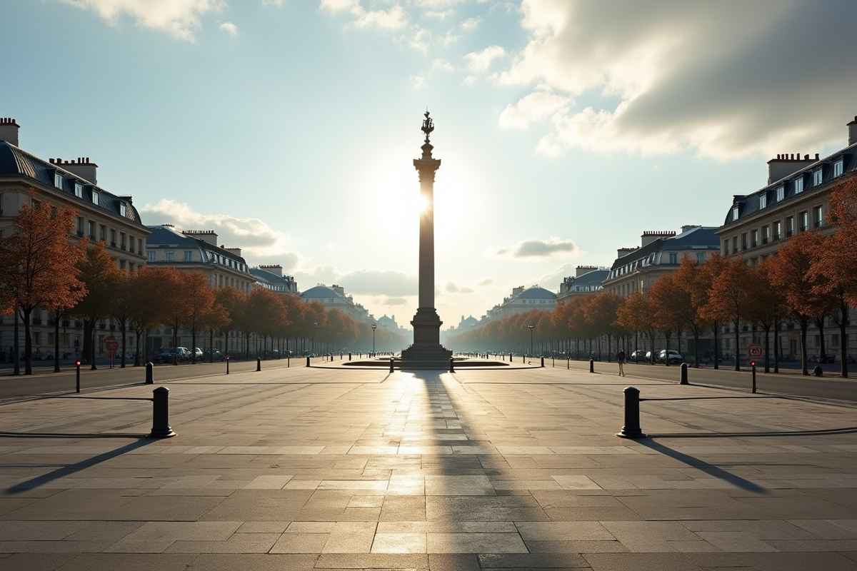Place de la Concorde vide avec barrières et monuments célèbres