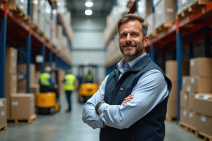 Manager logistique dans un entrepôt actif et organisé