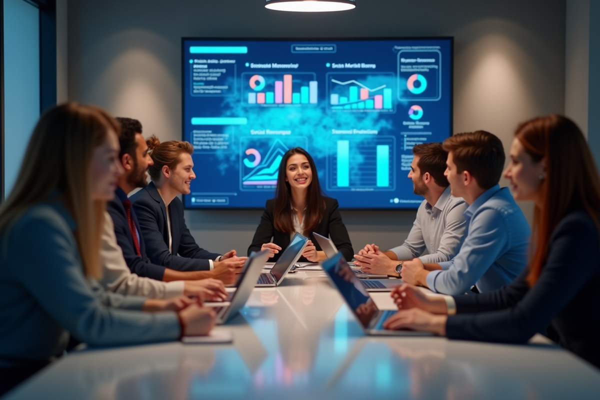 Groupe de jeunes professionnels en réunion autour d