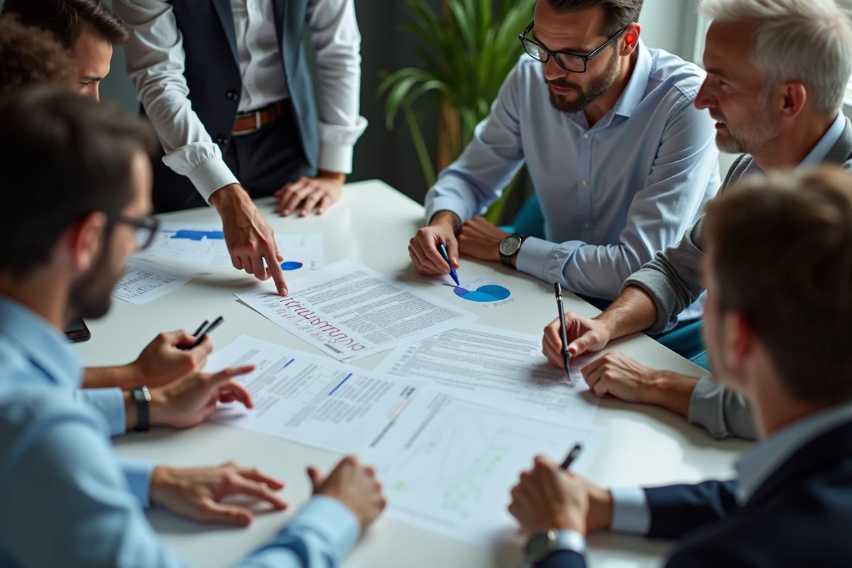 Groupe de professionnels français en réunion de travail