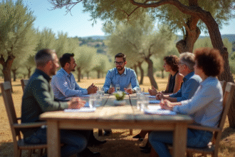 Groupe de professionnels en réunion en Provence