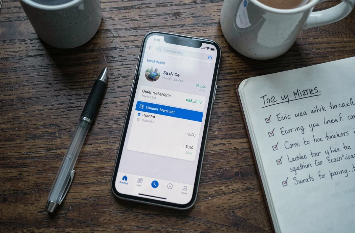 Gros plan sur un smartphone affichant une application bancaire avec un prélèvement non reconnu sur relevé de compte