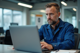 Technicien automobile en bureau moderne et organisé