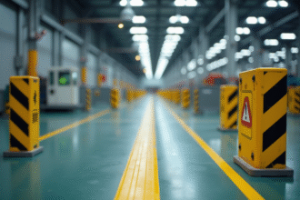 Zone de securite industrielle avec panneaux reglamentaires